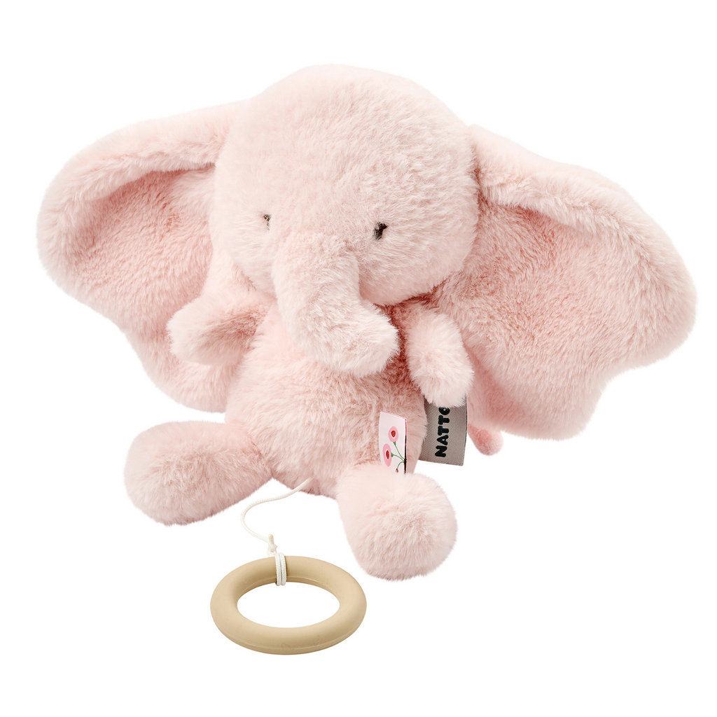 FanFan Musical Cuddle Toy Elephant - 25 cm - Soft Plush with Music - Pink [FR]