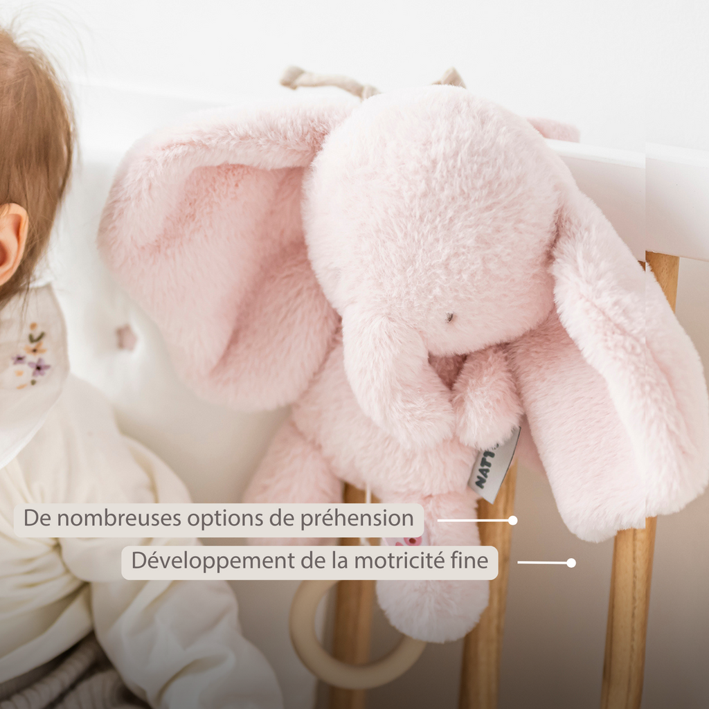 FanFan Musical Cuddle Toy Elephant - 25 cm - Soft Plush with Music - Pink [FR]