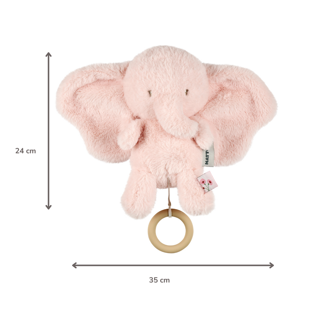 FanFan Musical Cuddle Toy Elephant - 25 cm - Soft Plush with Music - Pink [IT]