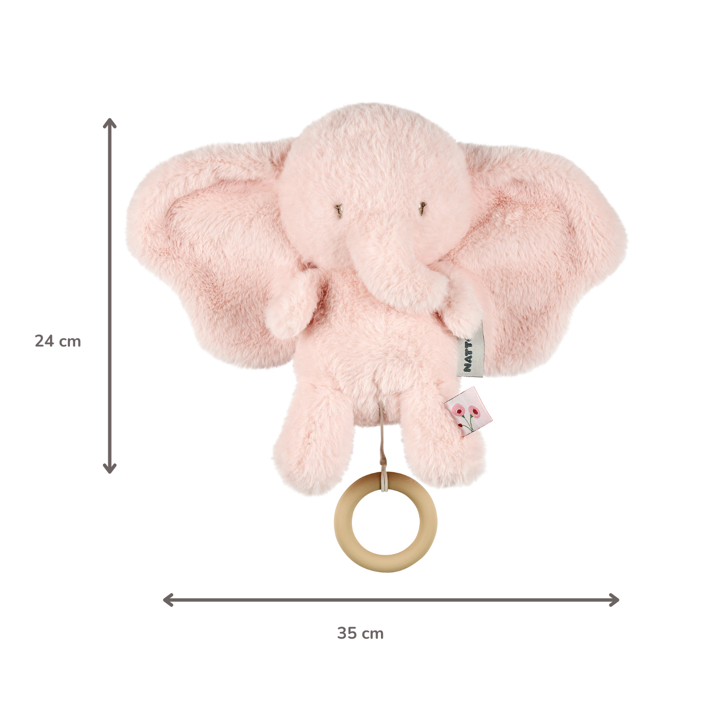 FanFan Musical Cuddle Toy Elephant - 25 cm - Soft Plush with Music - Pink [IT]