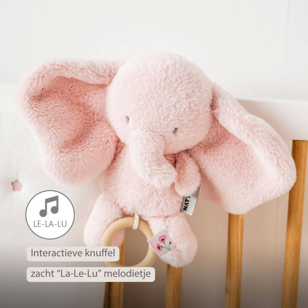 FanFan Musical Cuddle Toy Elephant - 25 cm - Soft Plush with Music - Pink [NL]