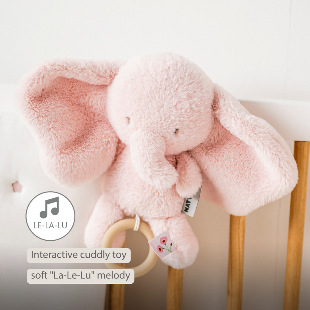 FanFan Musical Cuddle Toy Elephant - 25 cm - Soft Plush with Music - Pink [EN]