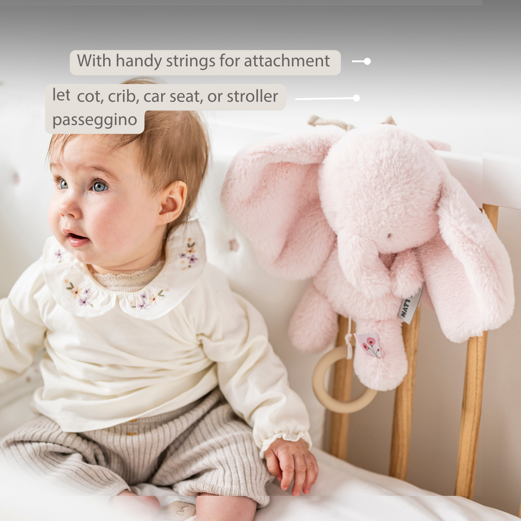 FanFan Musical Cuddle Toy Elephant - 25 cm - Soft Plush with Music - Pink [EN]
