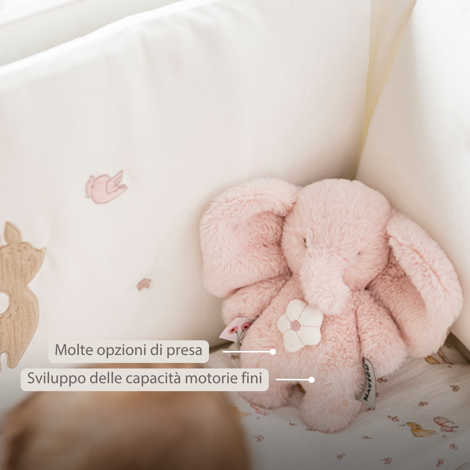 FanFan Musical Cuddle Toy Elephant – 20 cm – Soft Plush with Music – Pink [IT]