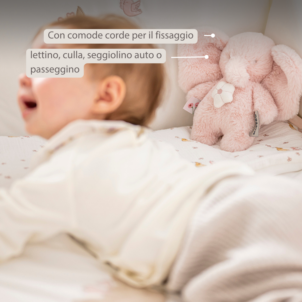 FanFan Musical Cuddle Toy Elephant – 20 cm – Soft Plush with Music – Pink [IT]