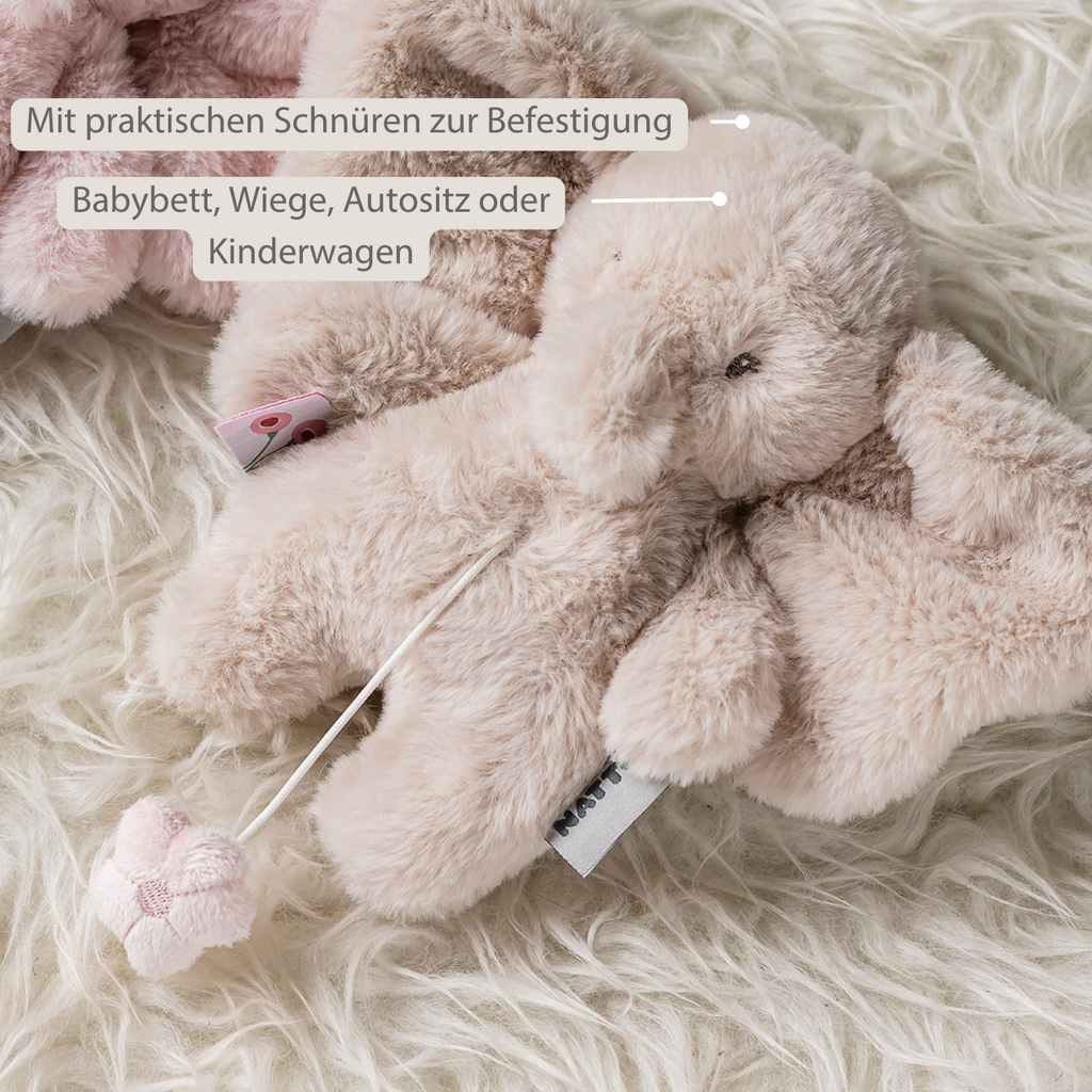 FanFan Musical Cuddle Toy Elephant - 20 cm - Soft Plush with Music - Sand [DE]