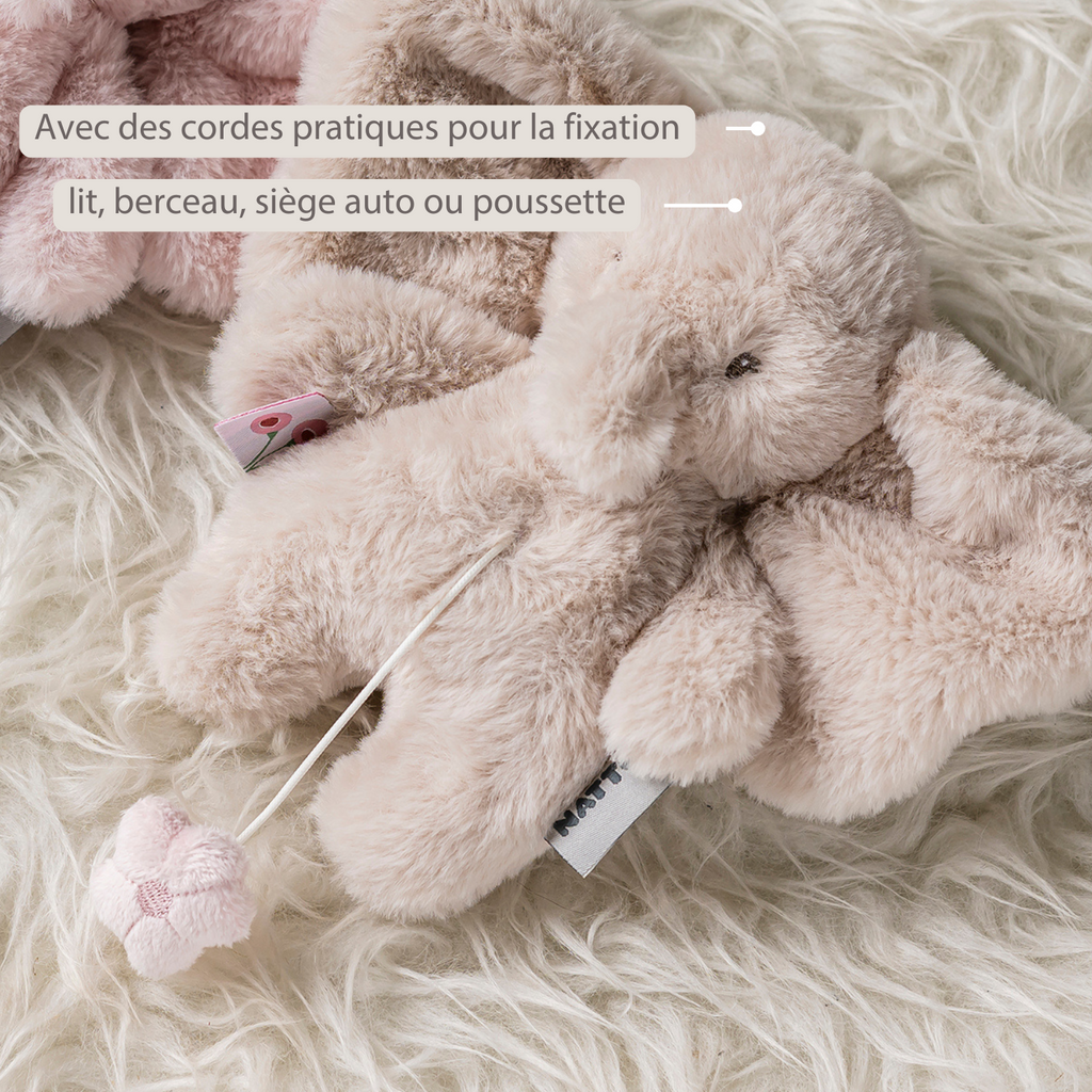 FanFan Musical Cuddle Toy Elephant - 20 cm - Soft Plush with Music - Sand [FR]