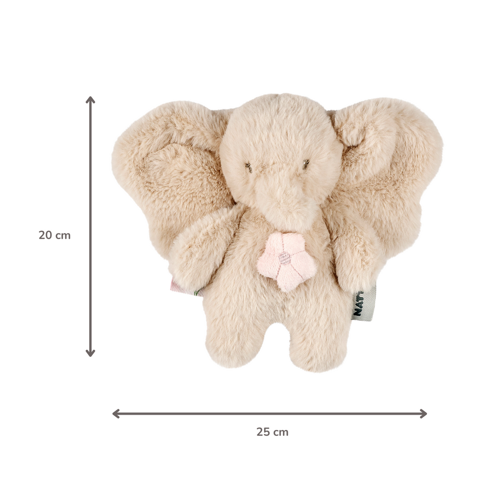 FanFan Musical Cuddle Toy Elephant - 20 cm - Soft Plush with Music - Sand [FR]