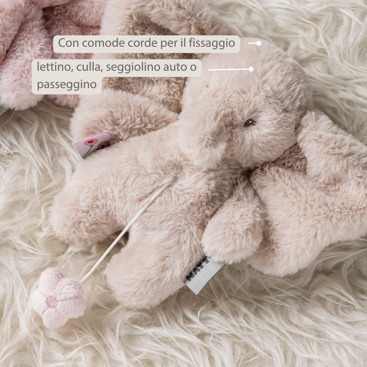 FanFan Musical Cuddle Toy Elephant - 20 cm - Soft Plush with Music - Sand [IT]