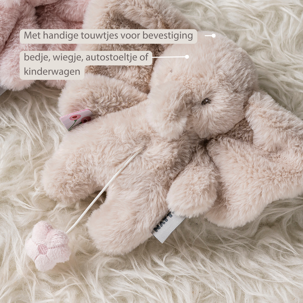 FanFan Musical Cuddle Toy Elephant - 20 cm - Soft Plush with Music - Sand [NL]
