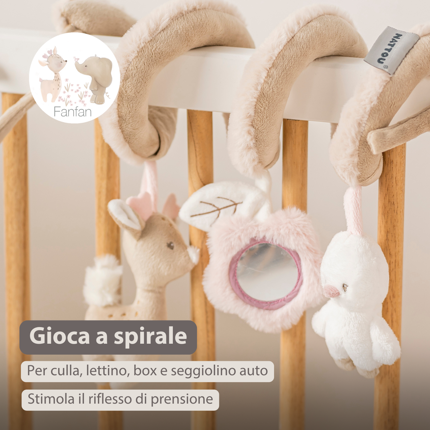 FanFan Baby Activity Spiral – 28 cm – Activity Spiral for Home or On-the-Go [IT]