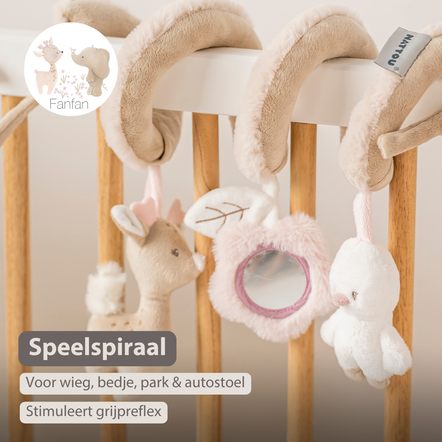 FanFan Baby Activity Spiral – 28 cm – Activity Spiral for Home or On-the-Go [NL]