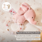 FanFan Rattle Baby Elephant - 15 cm - Baby Teether [DE]