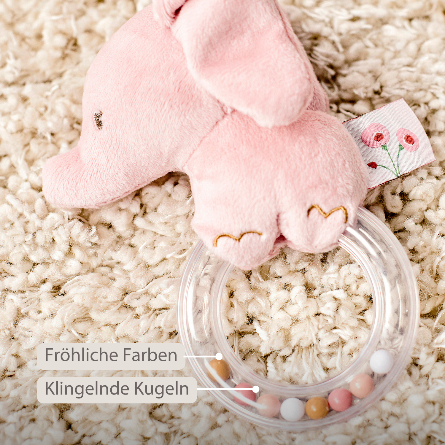 FanFan Rattle Baby Elephant - 15 cm - Baby Teether [DE]