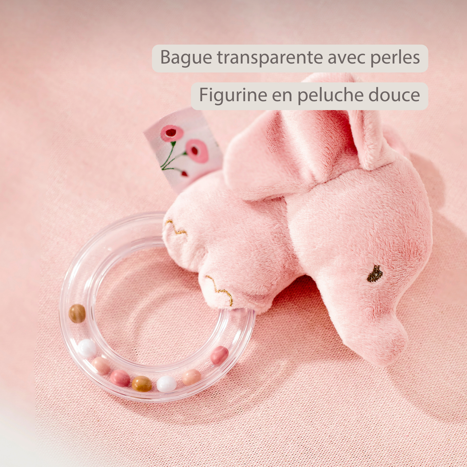 FanFan Rattle Baby Elephant - 15 cm - Baby Teether [FR]