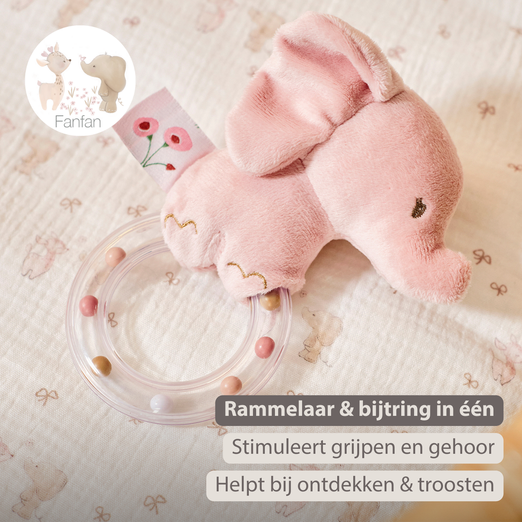 FanFan Rattle Baby Elephant - 15 cm - Baby Teether [NL]