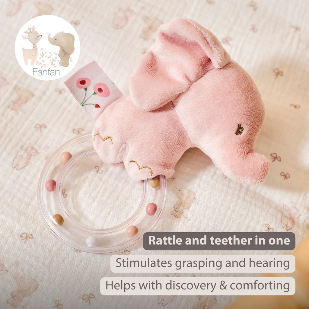 FanFan Rattle Baby Elephant - 15 cm - Baby Teether [EN]