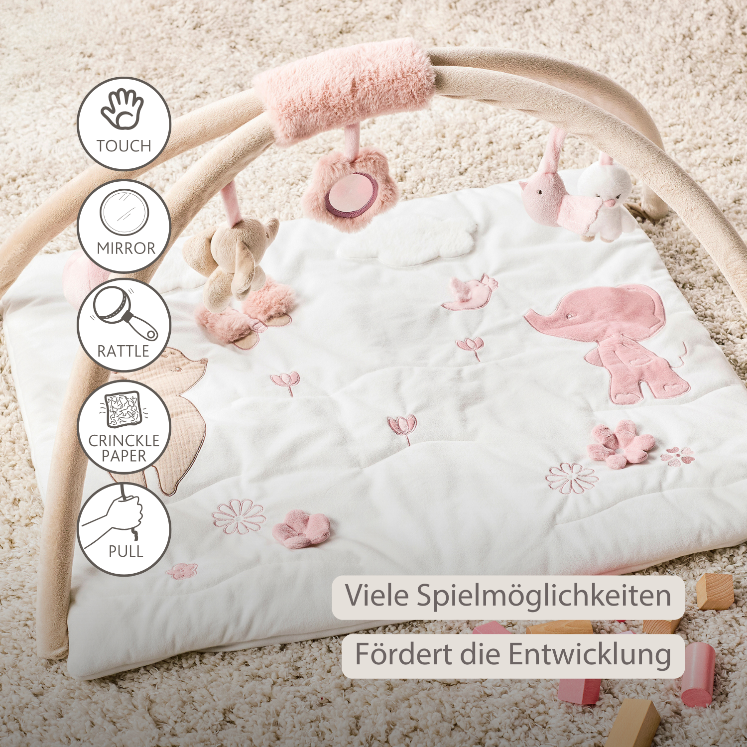 FanFan Baby Play Mat with Arches Square - 70 x 80 cm - Activity Play Rug Baby [DE]