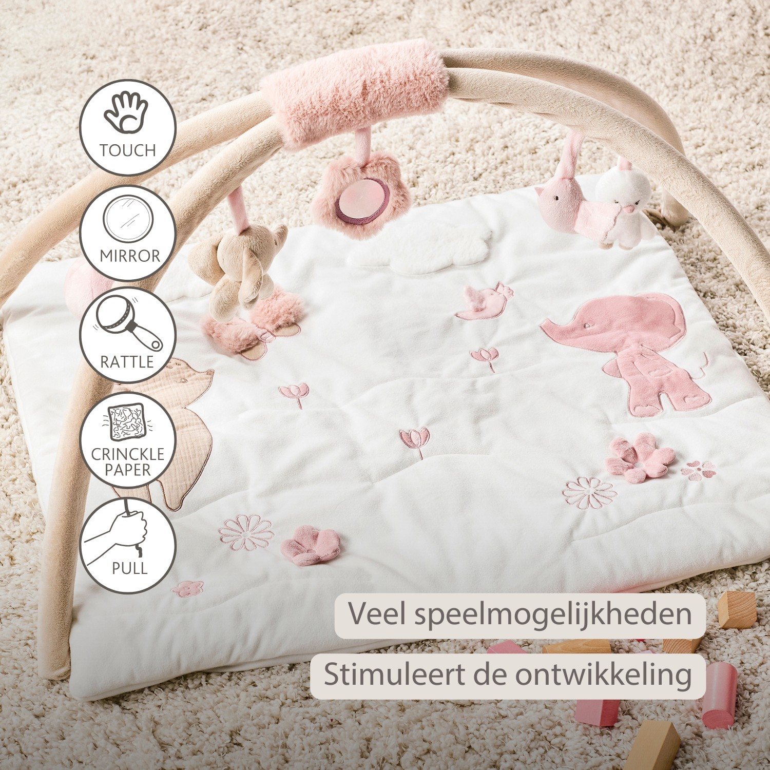 FanFan Baby Play Mat with Arches Square - 70 x 80 cm - Activity Play Rug Baby [NL]