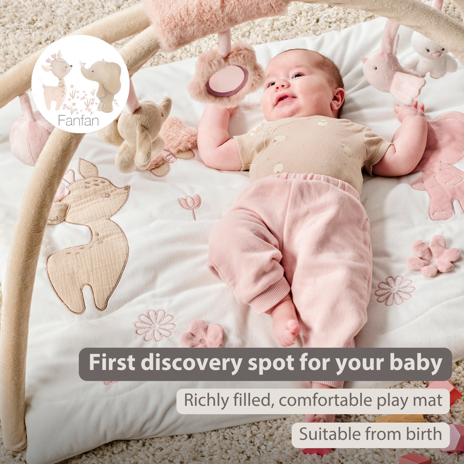 FanFan Baby Play Mat with Arches Square - 70 x 80 cm - Activity Play Rug Baby [EN]