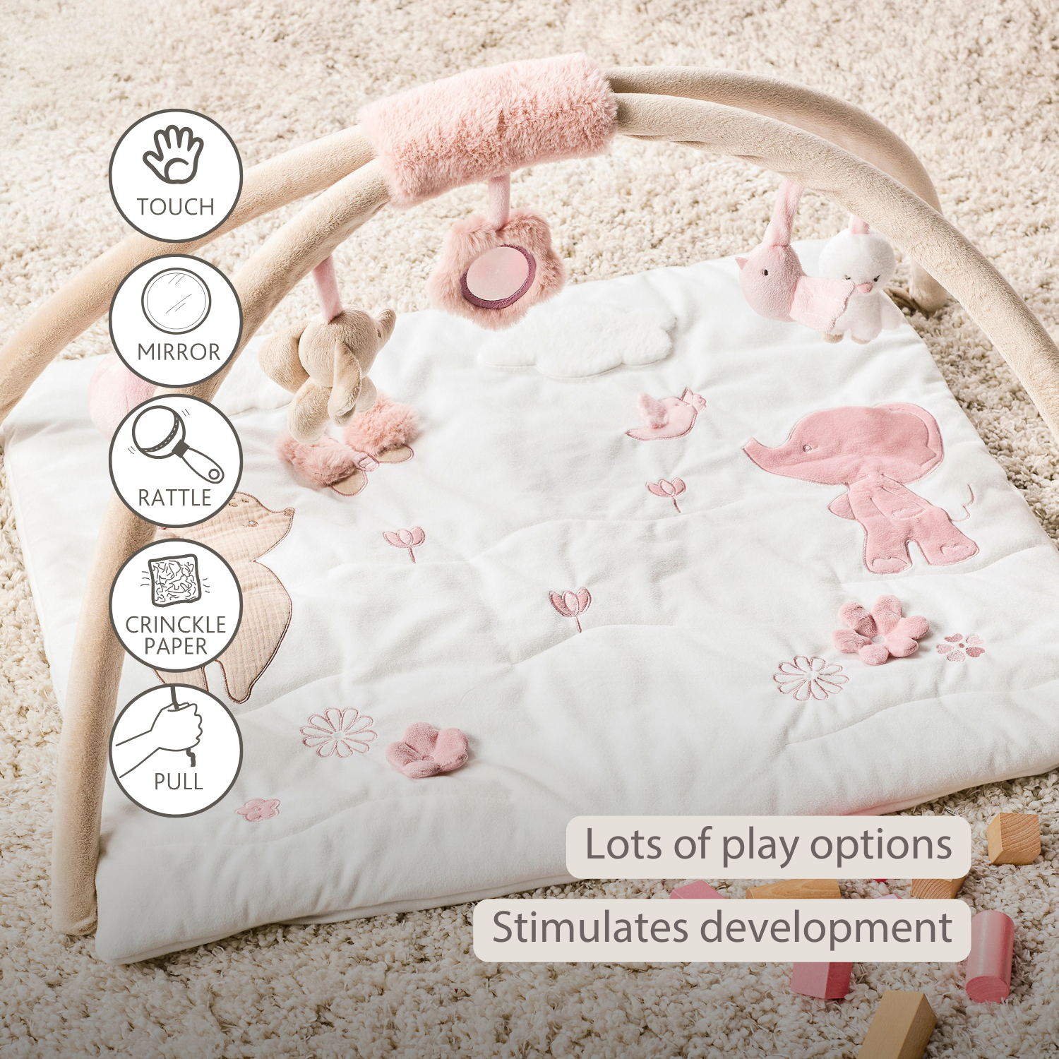 FanFan Baby Play Mat with Arches Square - 70 x 80 cm - Activity Play Rug Baby [EN]