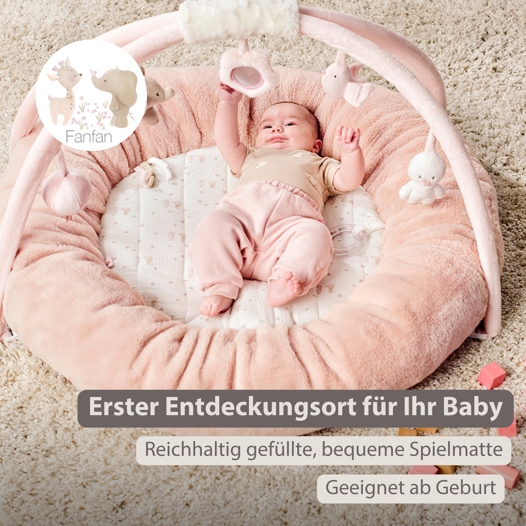 FanFan Baby Playmat with Arches – 90 cm – Activity Play Rug Baby – Padded Edges [DE]