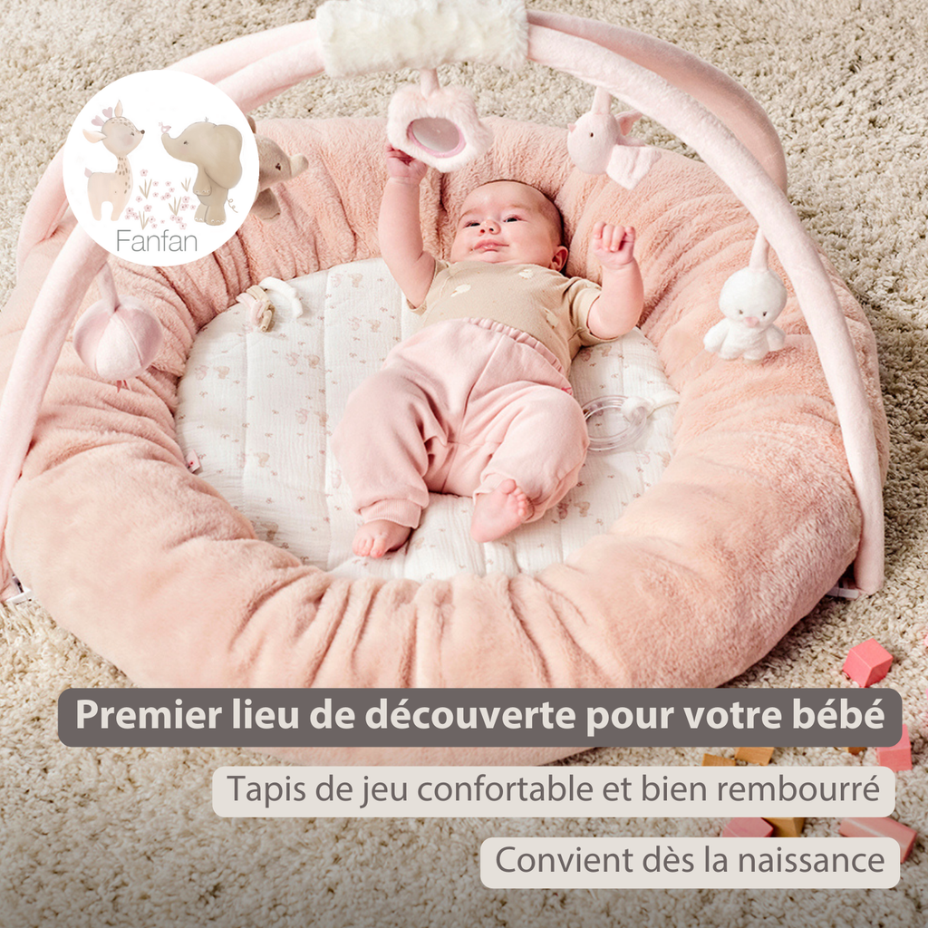 FanFan Baby Playmat with Arches – 90 cm – Activity Play Rug Baby – Padded Edges [FR]