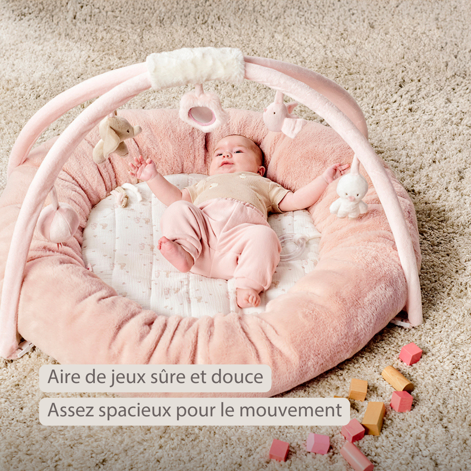 FanFan Baby Playmat with Arches – 90 cm – Activity Play Rug Baby – Padded Edges [FR]