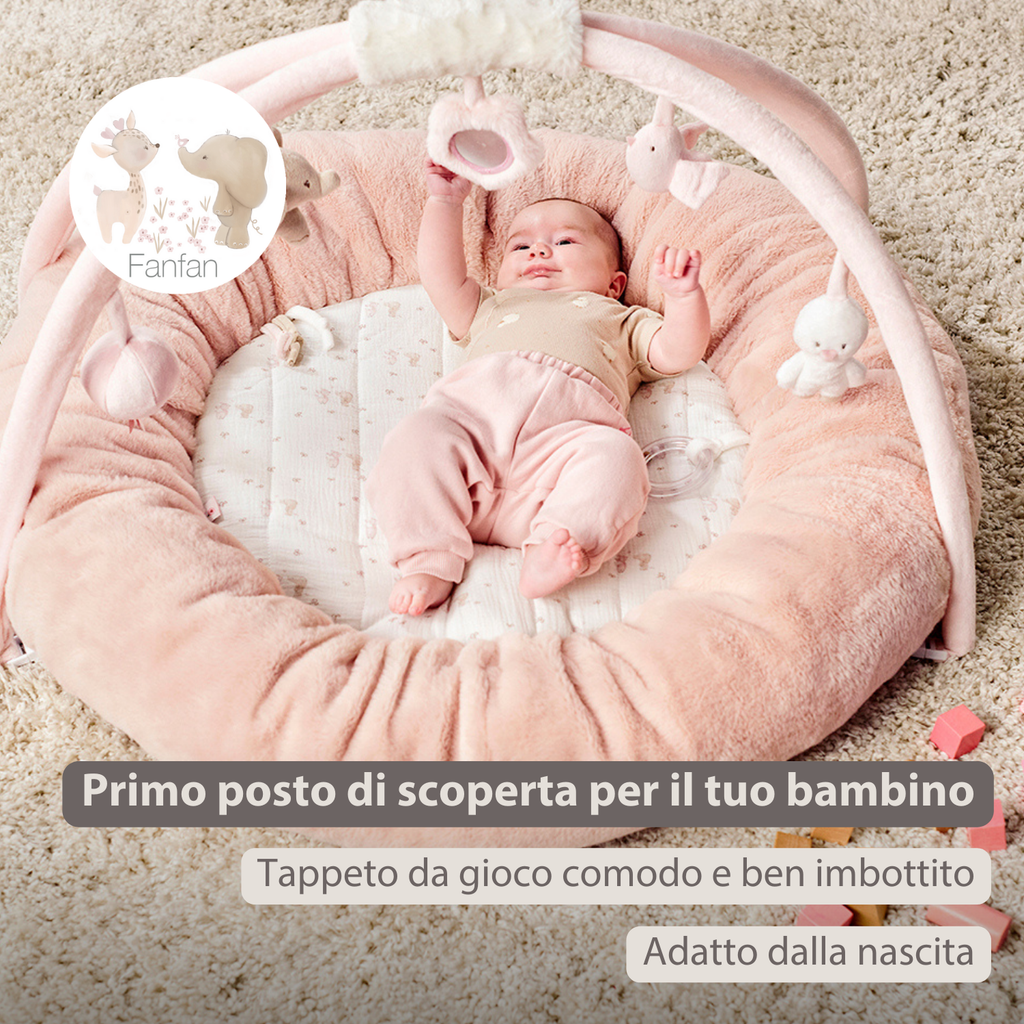 FanFan Baby Playmat with Arches – 90 cm – Activity Play Rug Baby – Padded Edges [IT]