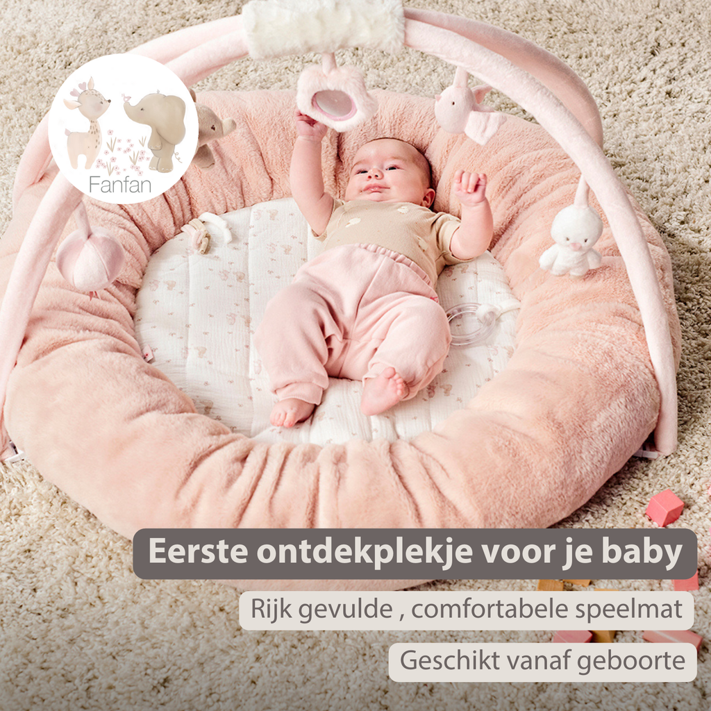 FanFan Baby Playmat with Arches – 90 cm – Activity Play Rug Baby – Padded Edges [NL]
