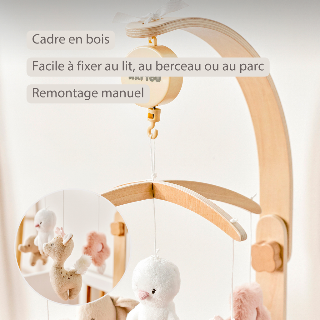 FanFan Baby Music Mobile – Wooden Crib Mobile [FR]
