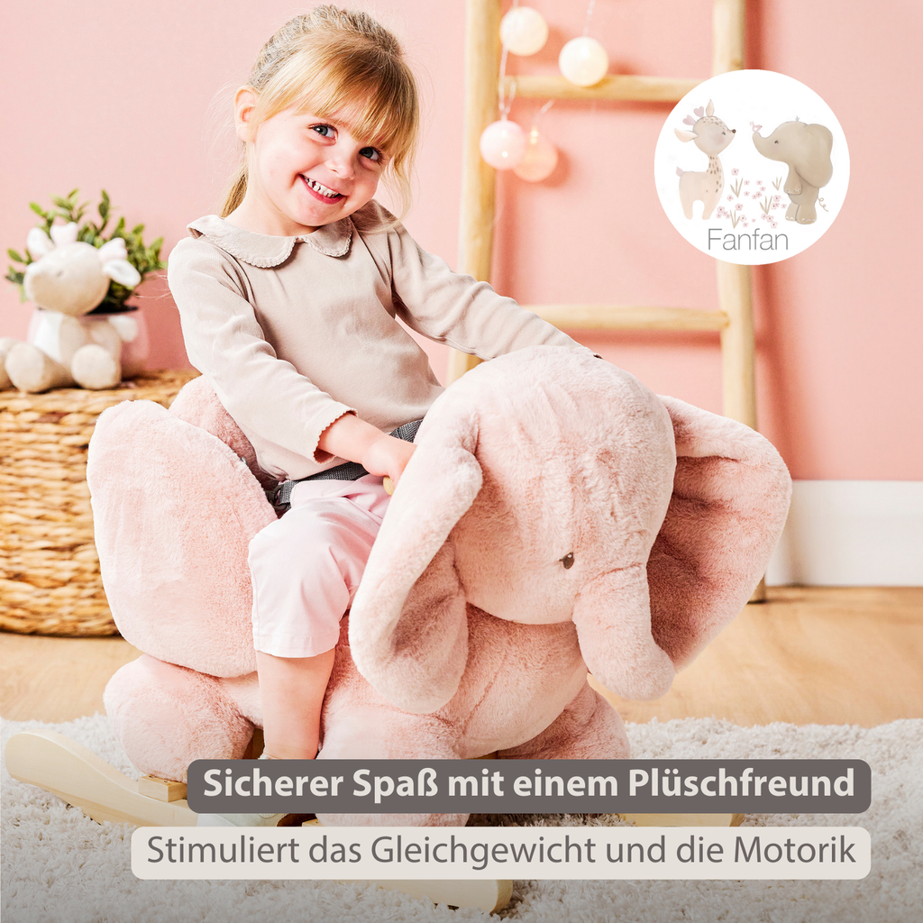 FanFan Rocking Horse Elephant – Rocking Animal – Old Pink [DE]