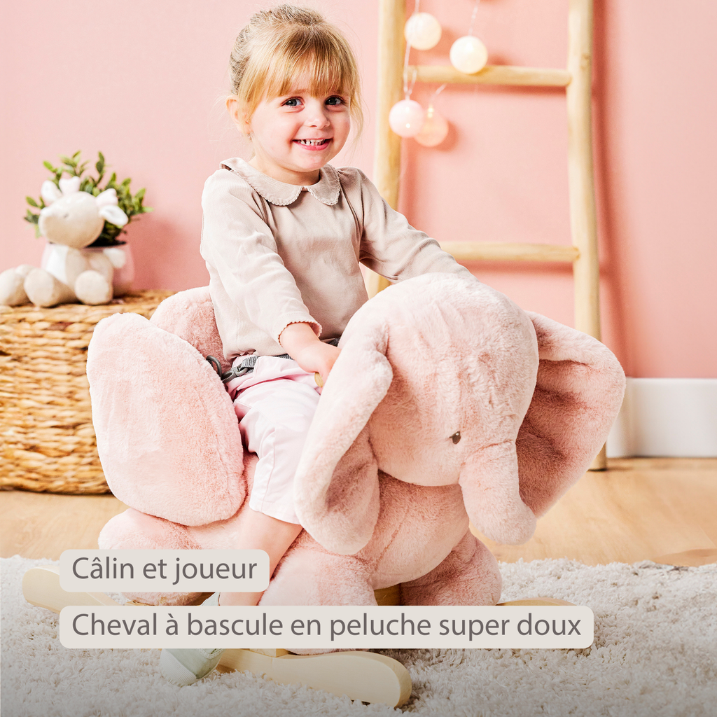 FanFan Rocking Horse Elephant – Rocking Animal – Old Pink [FR]