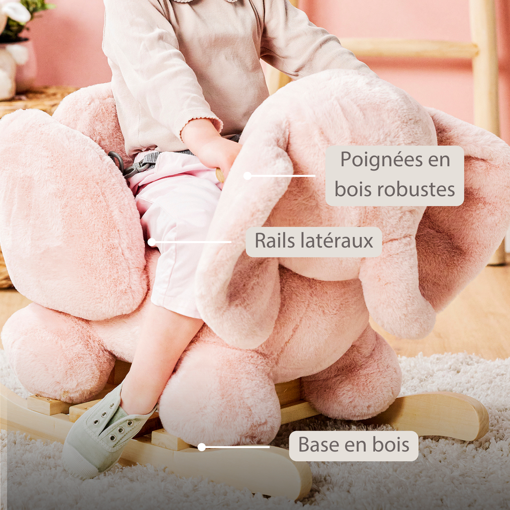 FanFan Rocking Horse Elephant – Rocking Animal – Old Pink [FR]