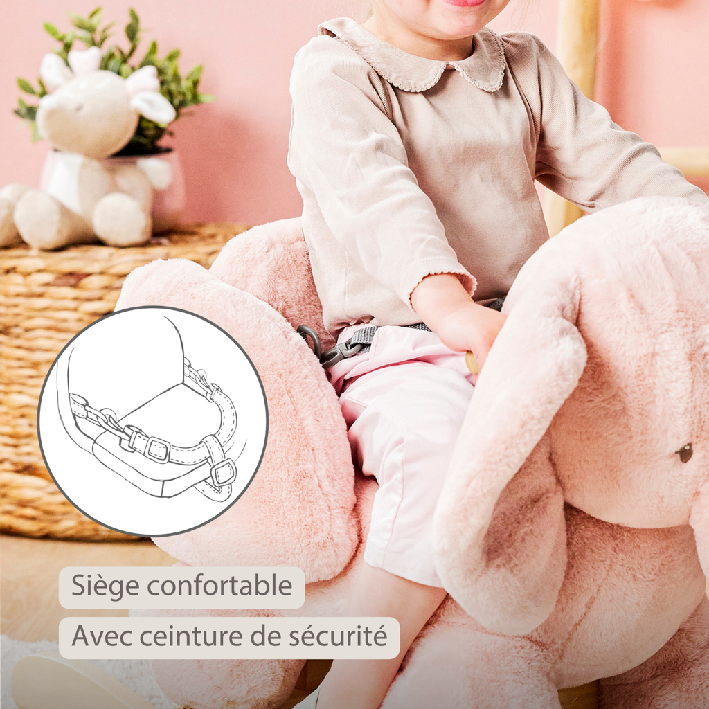 FanFan Rocking Horse Elephant – Rocking Animal – Old Pink [FR]