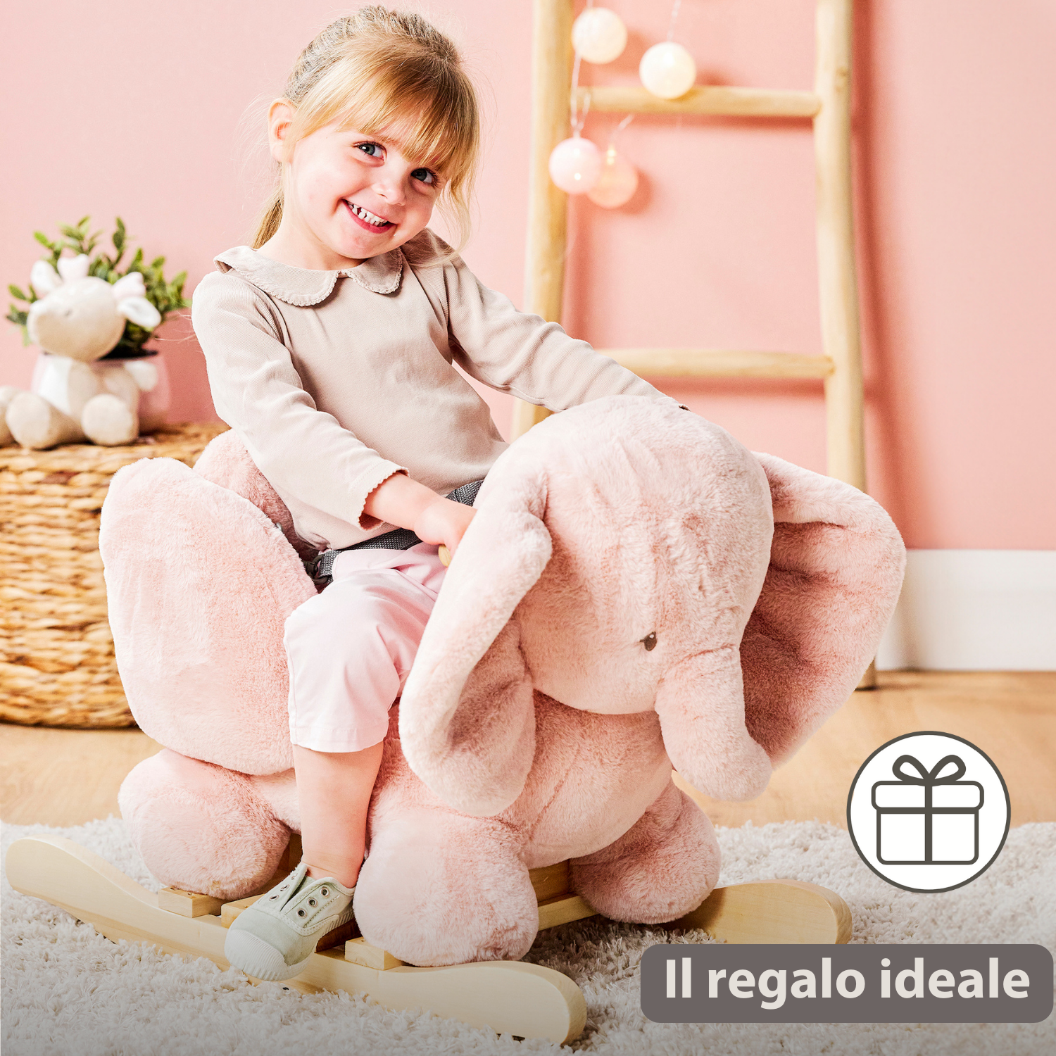 FanFan Rocking Horse Elephant – Rocking Animal – Old Pink [IT]