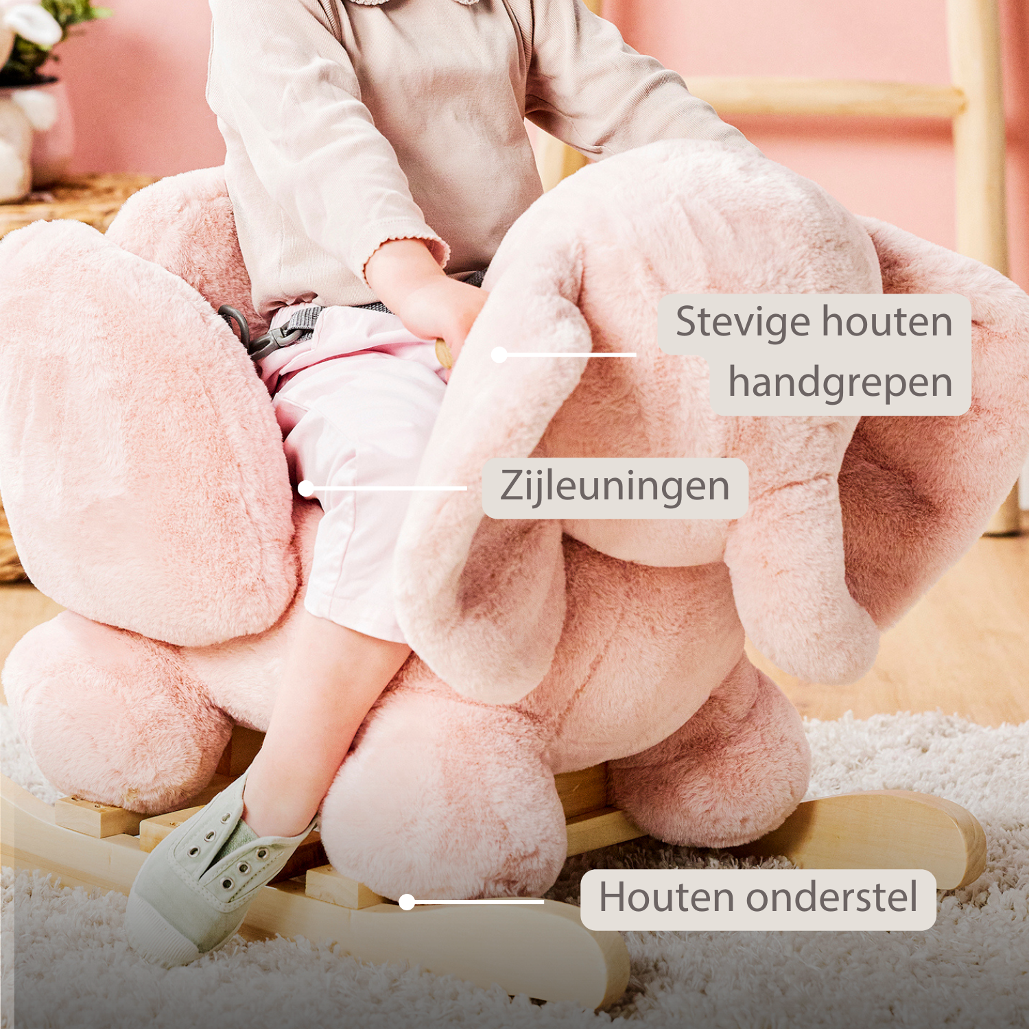 FanFan Rocking Horse Elephant – Rocking Animal – Old Pink [NL]