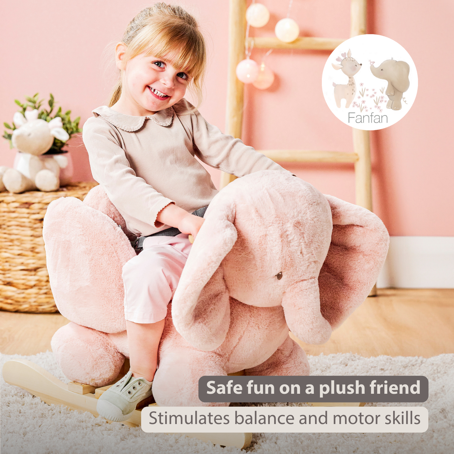 FanFan Rocking Horse Elephant – Rocking Animal – Old Pink [EN]
