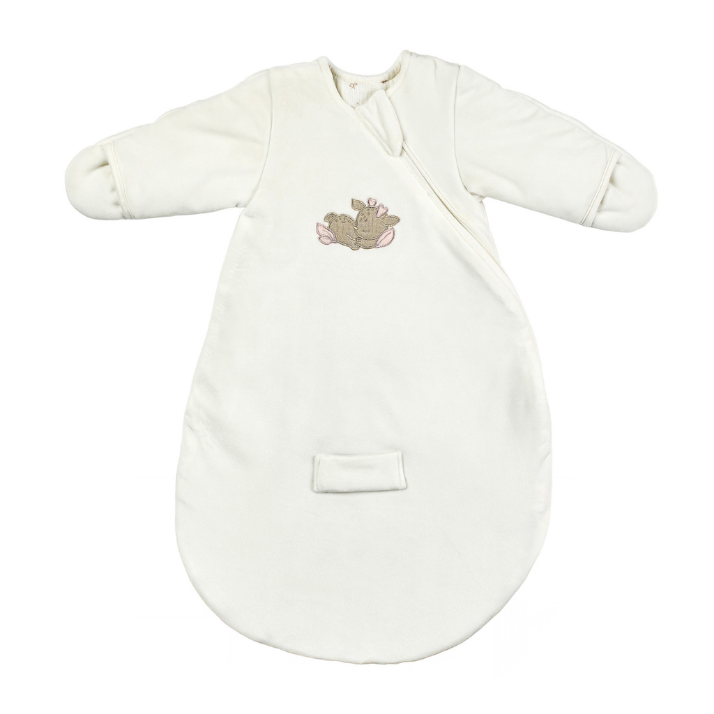 FanFan Baby Sleeping Bag 60 cm – White Velour Sleeping Bag with Sleeves and Mittens – TOG 2.5 [DE]