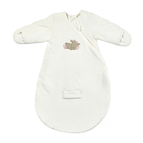 FanFan Babyschlafsack 60 cm – Schlafsack aus weißem Velours mit Ärmeln
