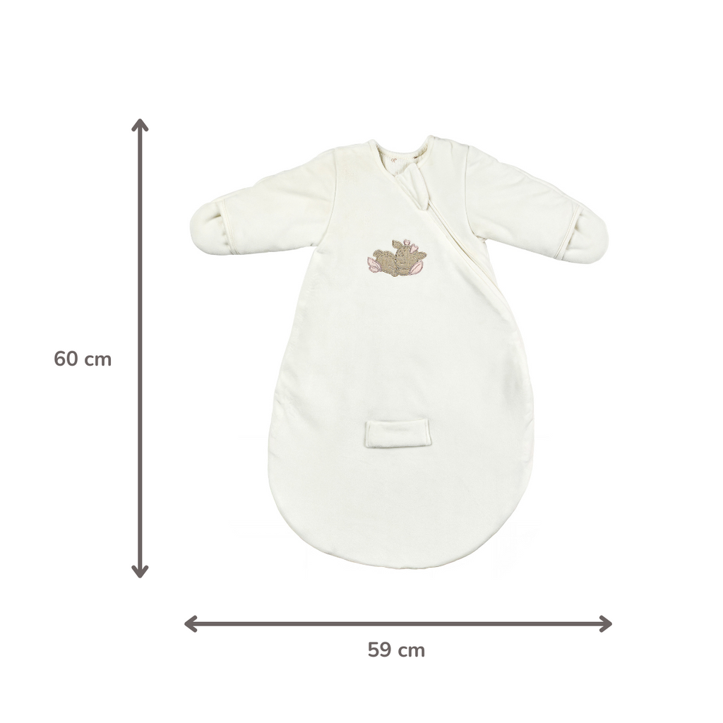 FanFan Baby Sleeping Bag 60 cm – White Velour Sleeping Bag with Sleeves and Mittens – TOG 2.5 [DE]