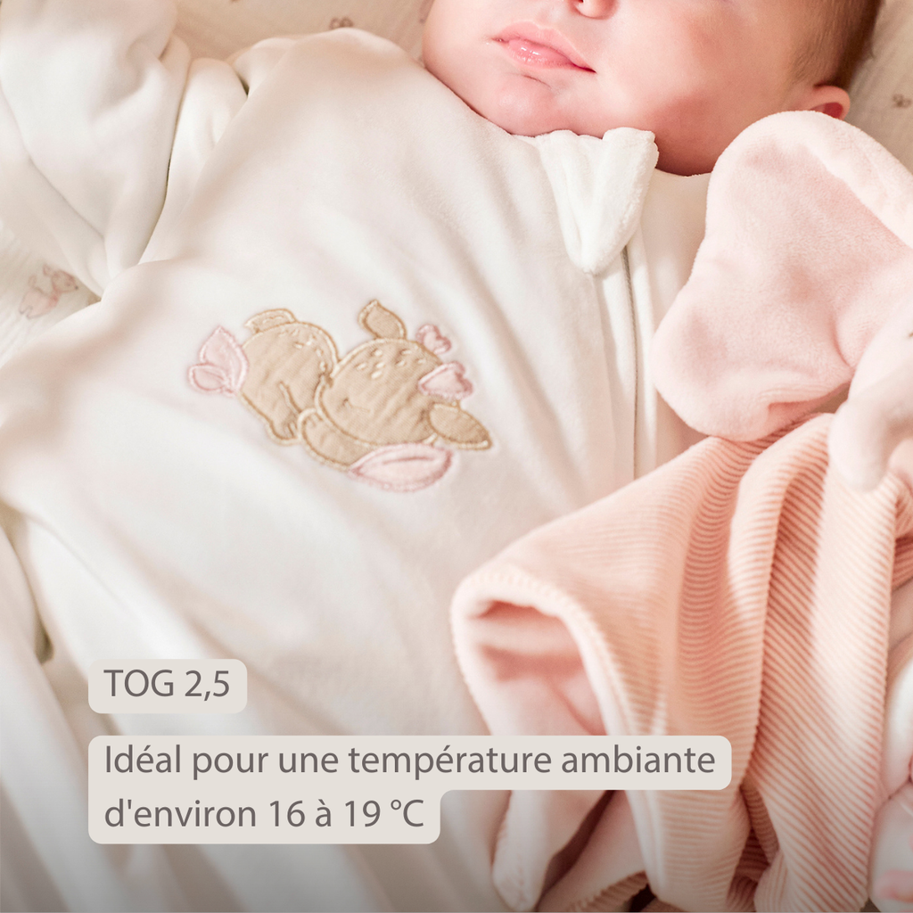 FanFan Baby Sleeping Bag 60 cm – White Velour Sleeping Bag with Sleeves and Mittens – TOG 2.5 [FR]
