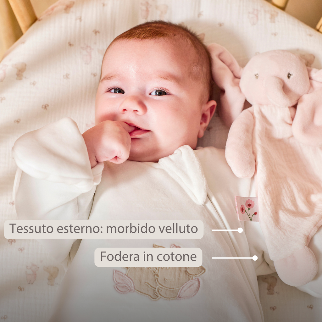 FanFan Baby Sleeping Bag 60 cm – White Velour Sleeping Bag with Sleeves and Mittens – TOG 2.5 [IT]