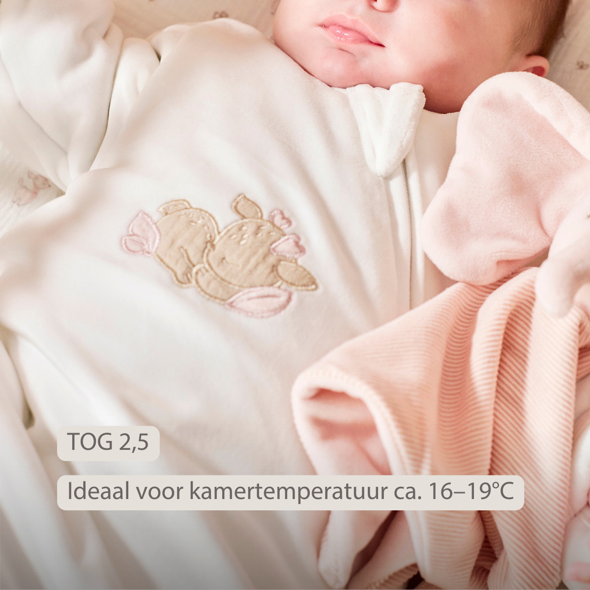 FanFan Baby Sleeping Bag 60 cm – White Velour Sleeping Bag with Sleeves and Mittens – TOG 2.5 [NL]