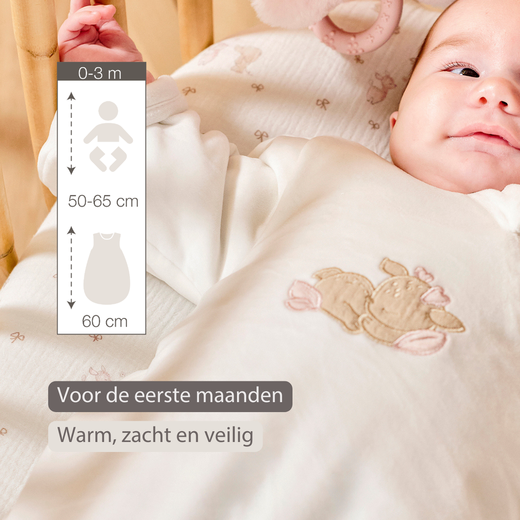 FanFan Baby Sleeping Bag 60 cm – White Velour Sleeping Bag with Sleeves and Mittens – TOG 2.5 [NL]