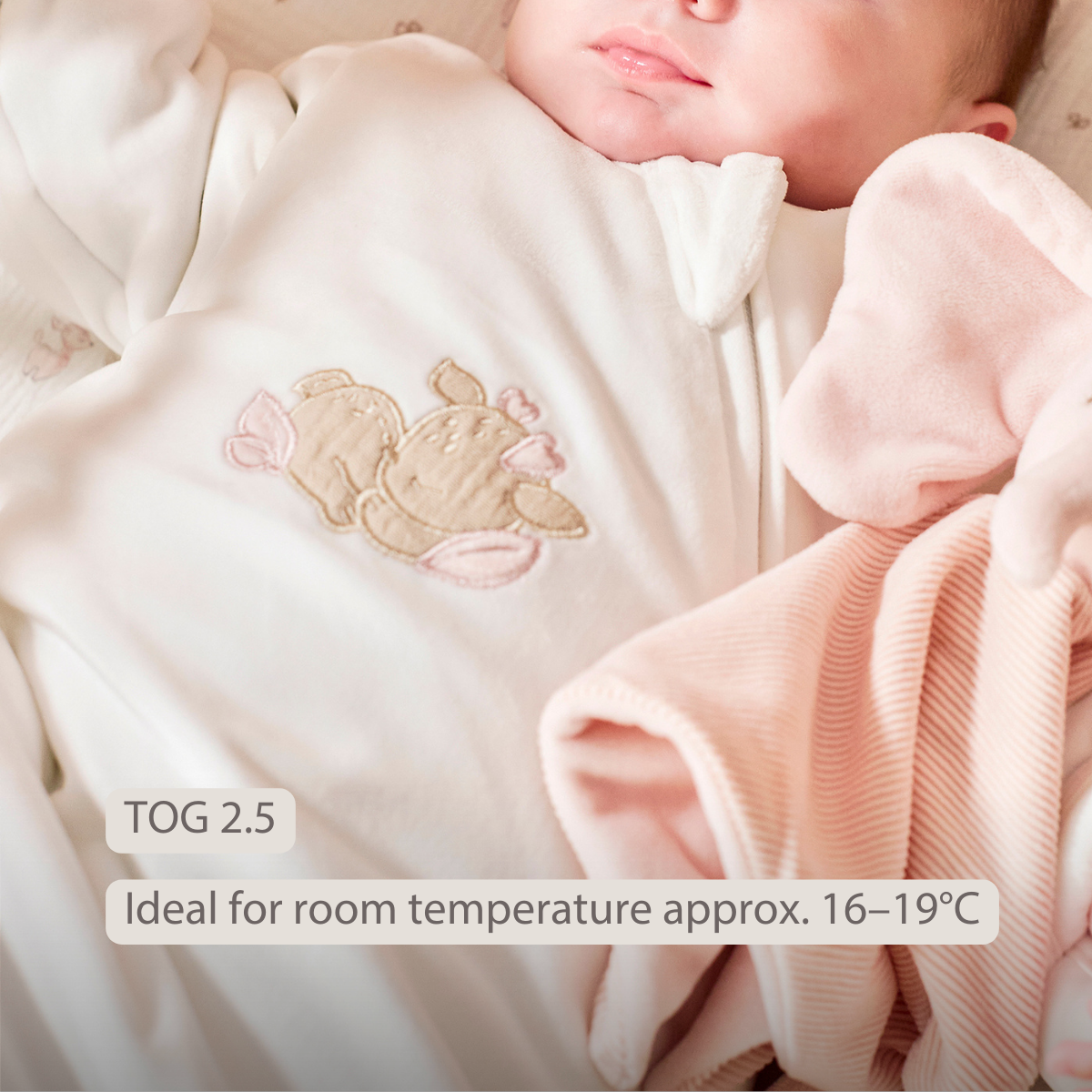 FanFan Baby Sleeping Bag 60 cm – White Velour Sleeping Bag with Sleeves and Mittens – TOG 2.5 [EN]