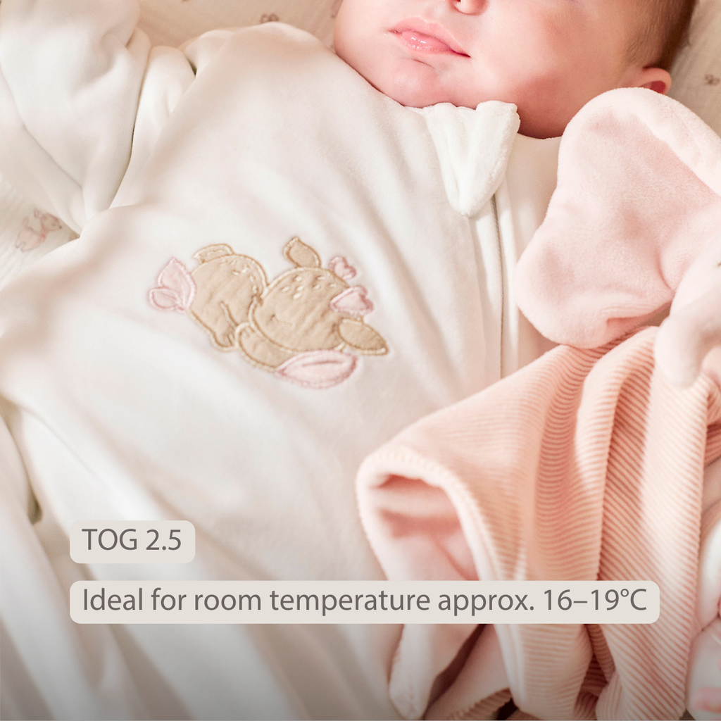 FanFan Baby Sleeping Bag 60 cm – White Velour Sleeping Bag with Sleeves and Mittens – TOG 2.5 [EN]