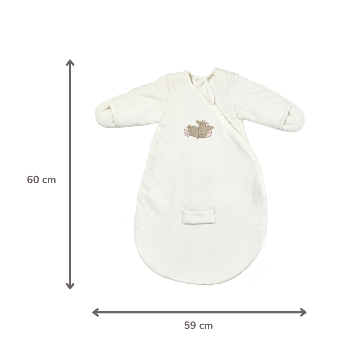 FanFan Baby Sleeping Bag 60 cm – White Velour Sleeping Bag with Sleeves and Mittens – TOG 2.5 [EN]