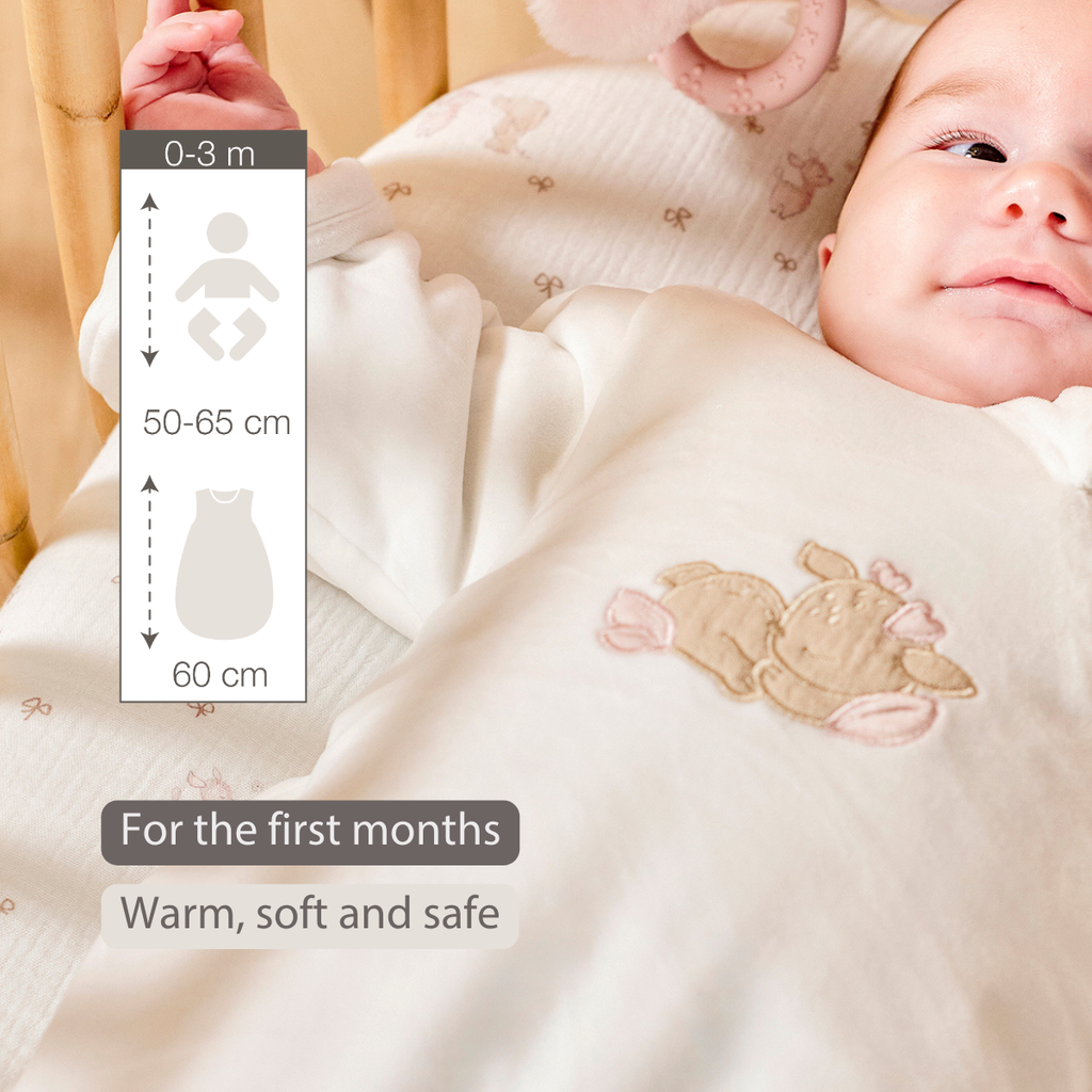 FanFan Baby Sleeping Bag 60 cm – White Velour Sleeping Bag with Sleeves and Mittens – TOG 2.5 [EN]