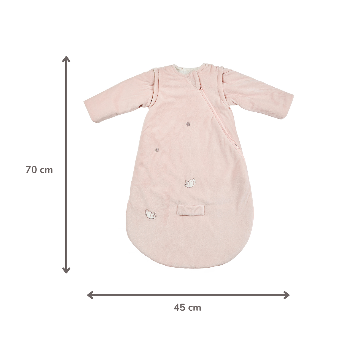 FanFan Baby Sleeping Bag 70 cm – Pink Velour Sleeping Bag with Detachable Sleeves – TOG 2.5 [DE]